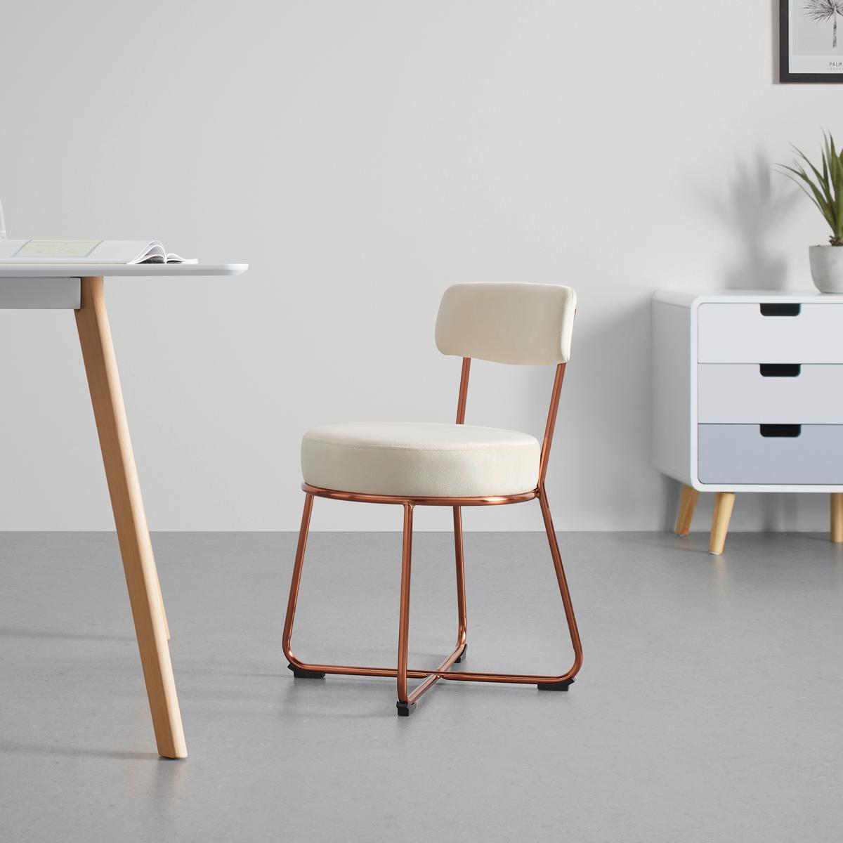 Jídelní židle PAMELA béžová - béžová, Moderní, kov/textil (44/73/47,5cm) - Bessagi Home