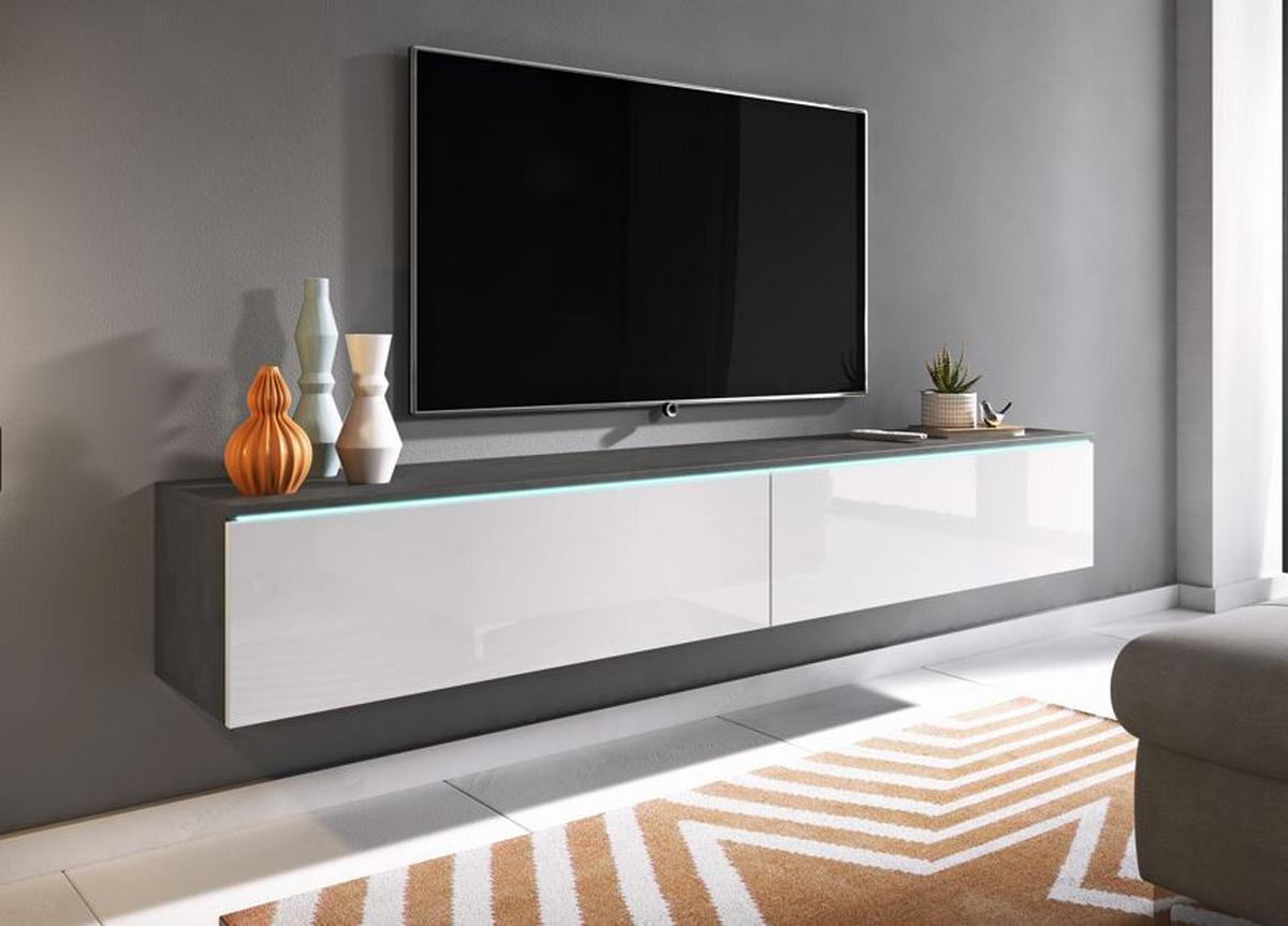 TV nízka komoda antracit/bílá VL - šedá/antracitová, Lifestyle, kompozitní dřevo/plast (180/30/33cm) - P & B