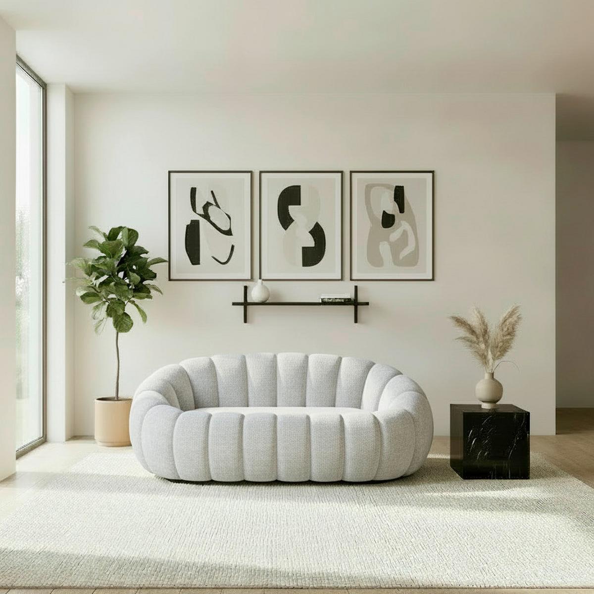 Pohovka LENA, svetlosivá žen., max. 280 kg - sivobéžová, Modern, drevo/textil (148/62/92cm) - Bessagi Home