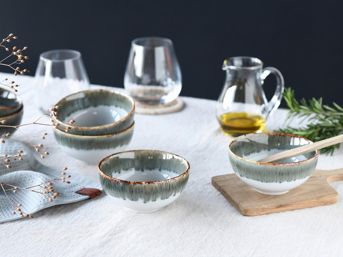 Dipschalenset 6 -Teilig. Cascade Steinzeug: Weiß/Grau - Weiß/Grau, Design, Keramik - Creatable