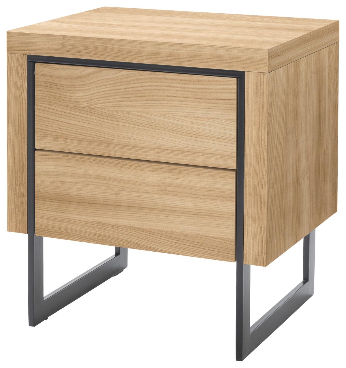 NOČNÍ STOLEK K POSTELI COOPER - černá/barvy dubu, Moderní, kov/dřevo (50/55/40cm)