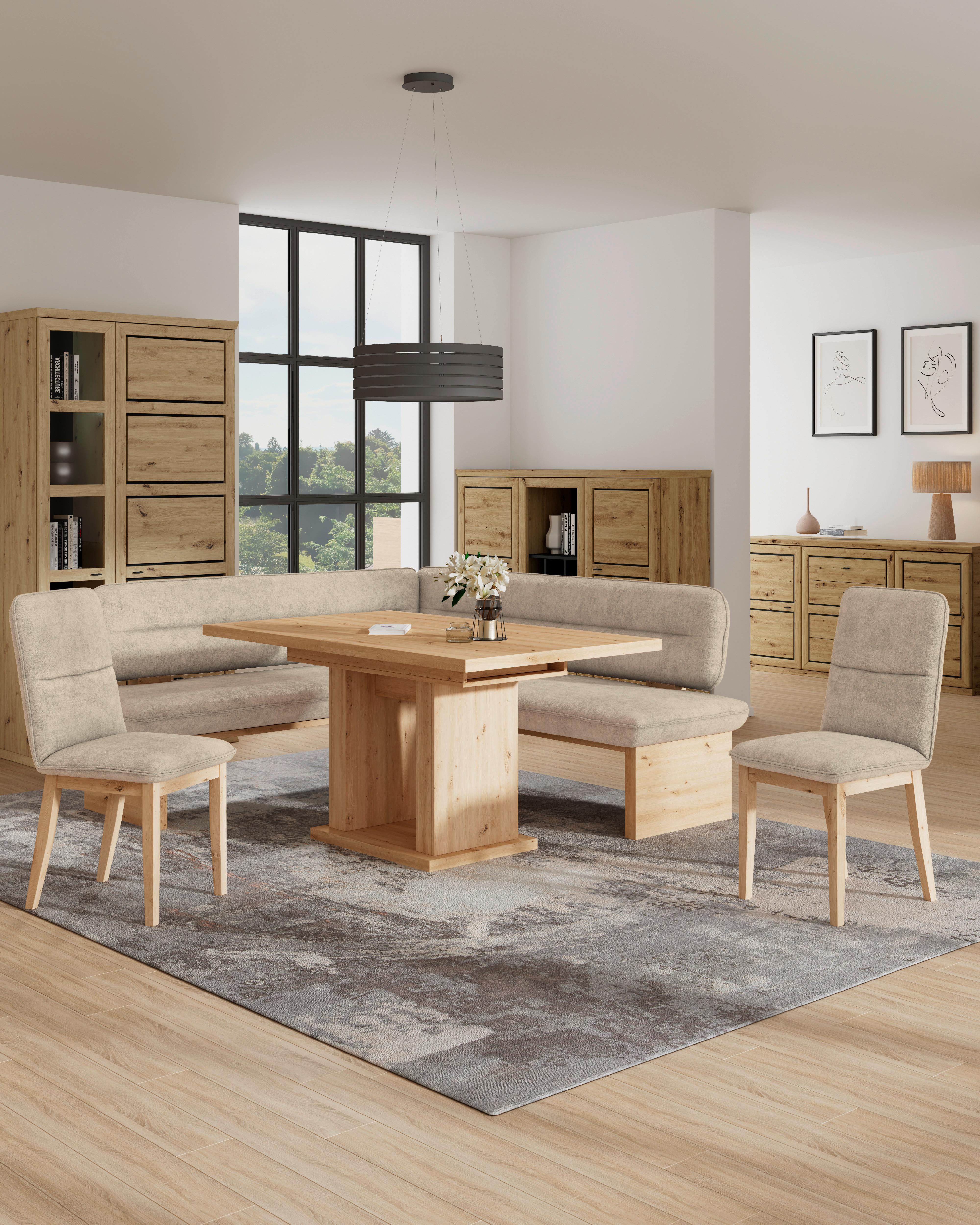 Eckbank Beluna Ii Webstoff Beige, B: 170cm - Eichefarben, KONVENTIONELL, Holz/Textil (170/212cm) - James Wood