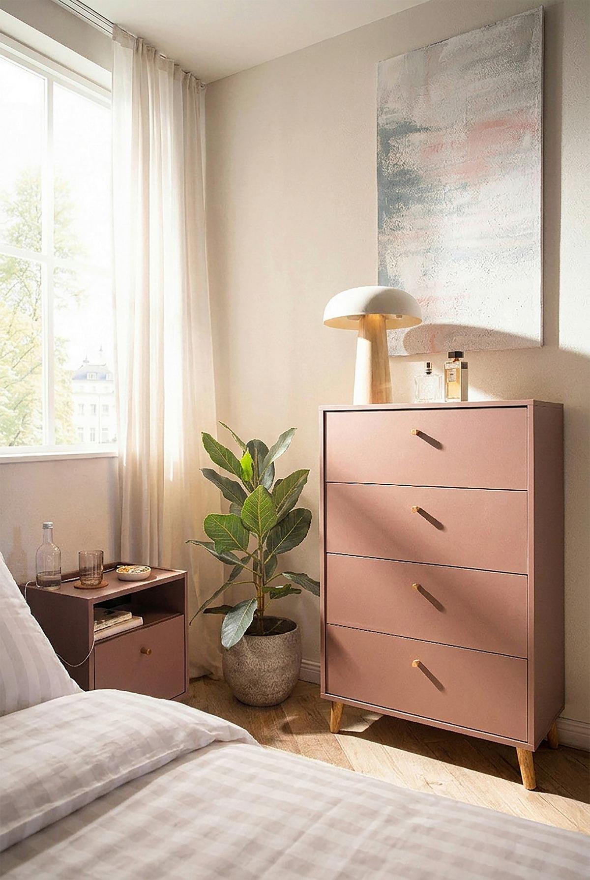 NACHTTISCH Bjarne Mauve B: 40,2cm - Mauve, Design, Holz/Holzwerkstoff (40,2/50,1/32,7cm) - MID.YOU
