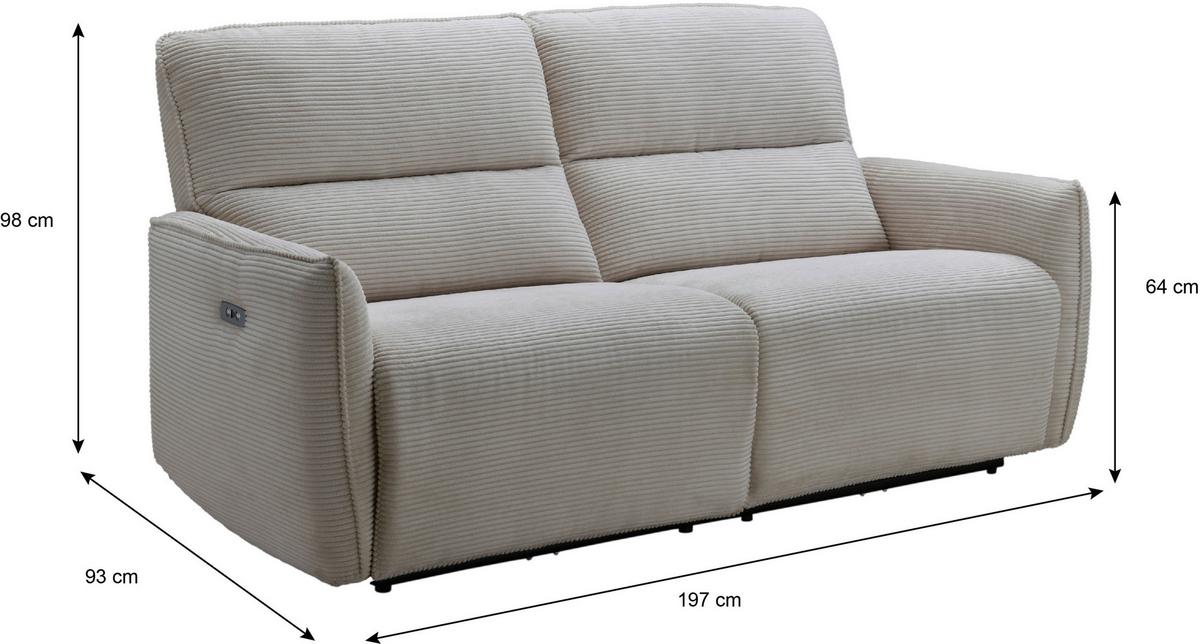 Sofa Köln - Schwarz/Grau, MODERN, Holz/Textil (196/98/93cm)