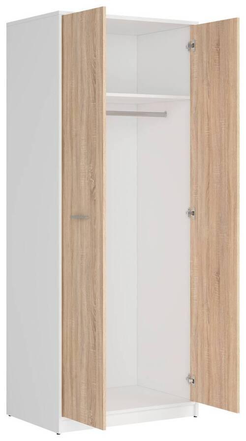 Drehtürenschrank Nepo Plus - Weiß/Sonoma Eiche, MODERN, Holzwerkstoff (80/197/54,5cm) - MID.YOU