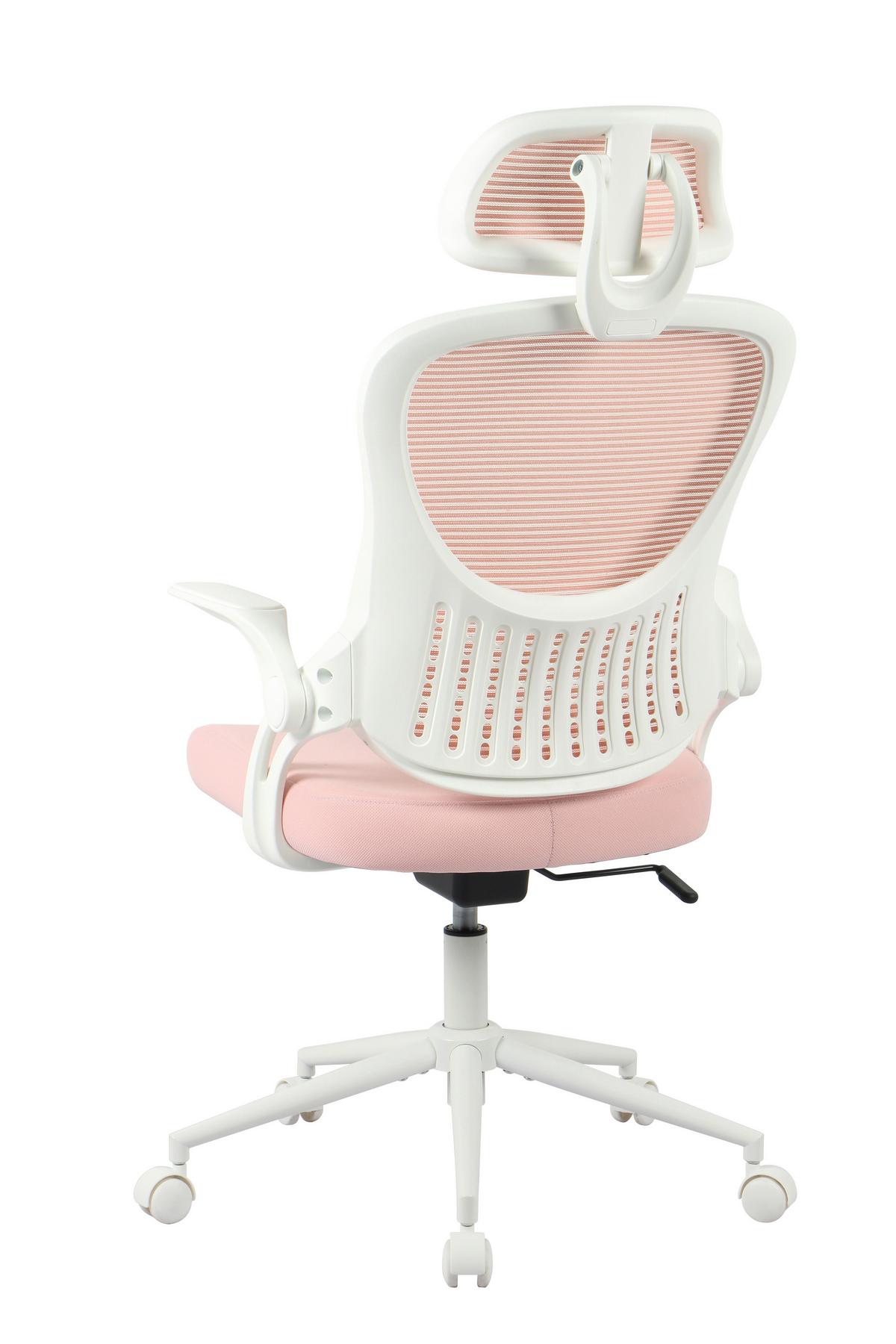 OTOČNÁ ŽIDLE POLLY - bílá/pink, Moderní, kov/textil (68/116-133/64cm) - Mömax