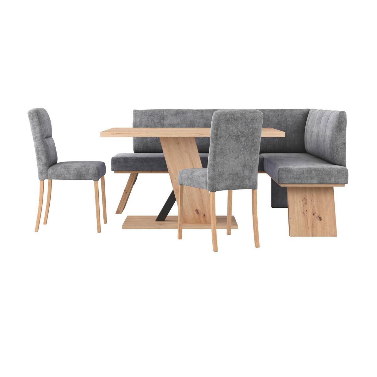 Eckbank Emma Ii Webstoff Schwarz, B: 185 Cm - Eichefarben/Schwarz, KONVENTIONELL, Holzwerkstoff/Textil (185/150cm)