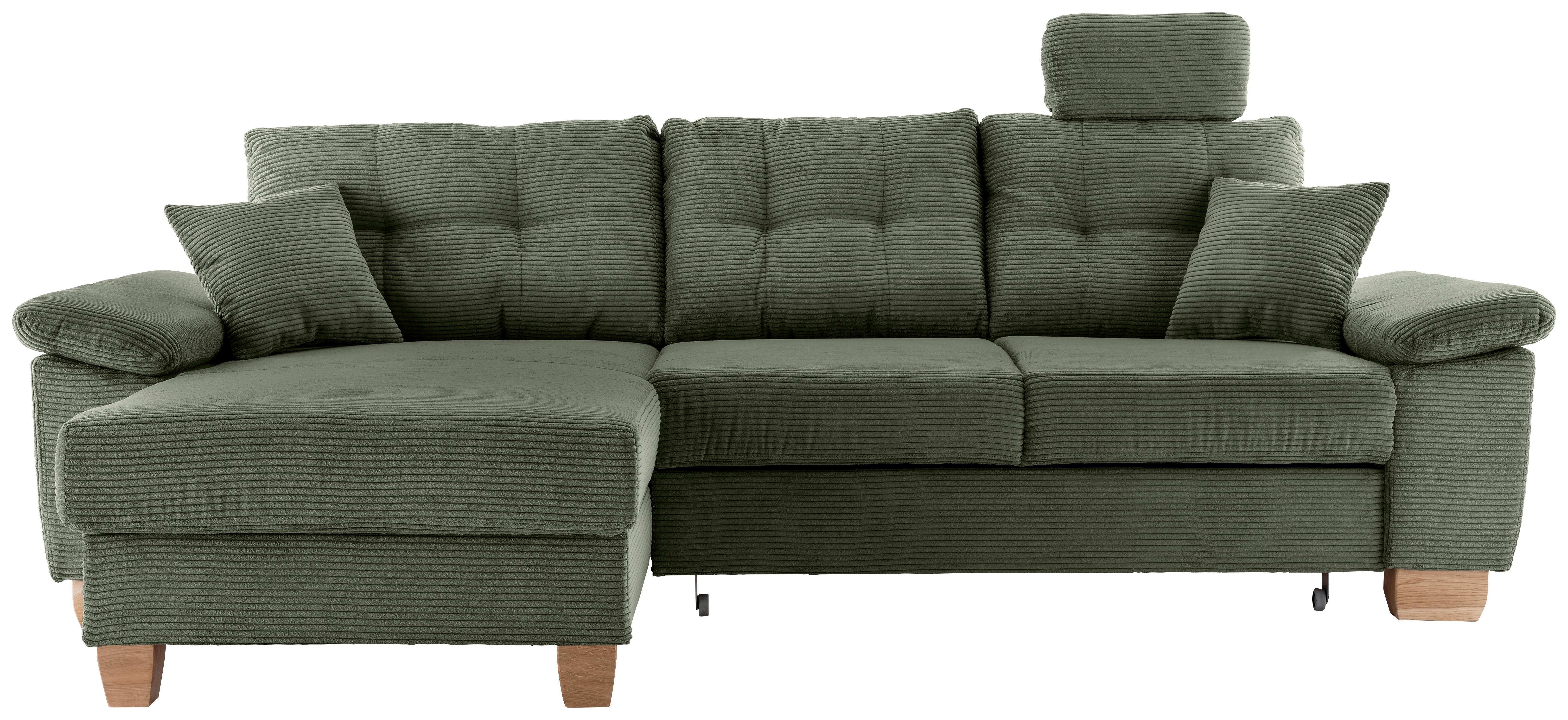 Ecksofa Brizzini Dunkelgrün S: 176x270 Cm - Dunkelgrün/Naturfarben, MODERN, Textil (176/270cm) - Livetastic