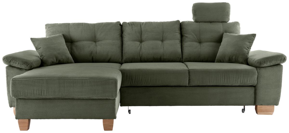 Ecksofa Brizzini Dunkelgrün S: 176x270 Cm - Dunkelgrün/Naturfarben, MODERN, Textil (176/270cm) - Livetastic