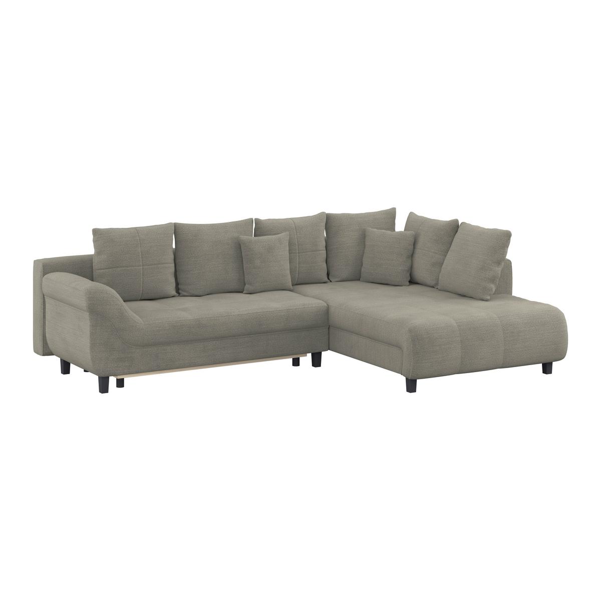 Ecksofa mit Schlaffunktion Mendoza New Chenille 309x197cm - Sandfarben/Schwarz, KONVENTIONELL, Textil (309/197cm) - Ondega