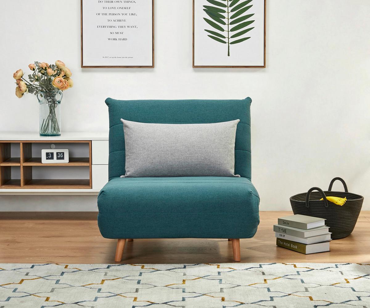 Fekvőfotel Simon - kék/szürke, Modern, textil (77/84/91cm) - Ondega