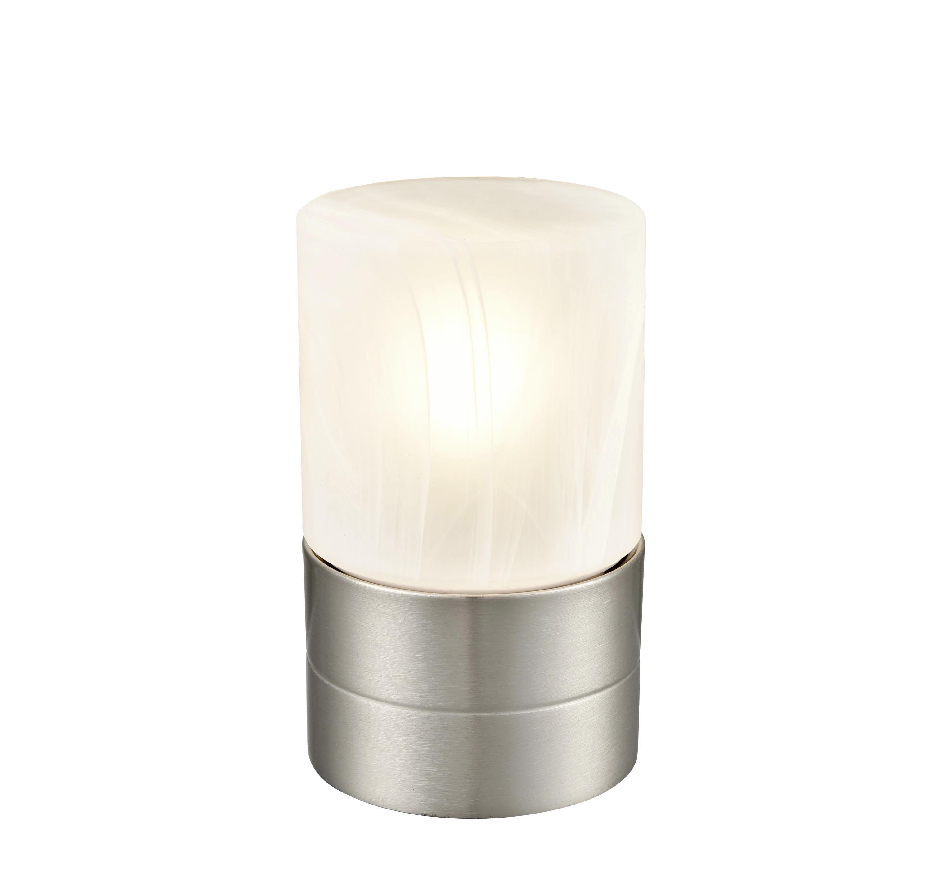 Tischlampe Eva Nickelfarben/ Weiß mit Touch-Funktion - Weiß/Nickelfarben, ROMANTIK / LANDHAUS, Glas/Metall (9/15cm) - James Wood