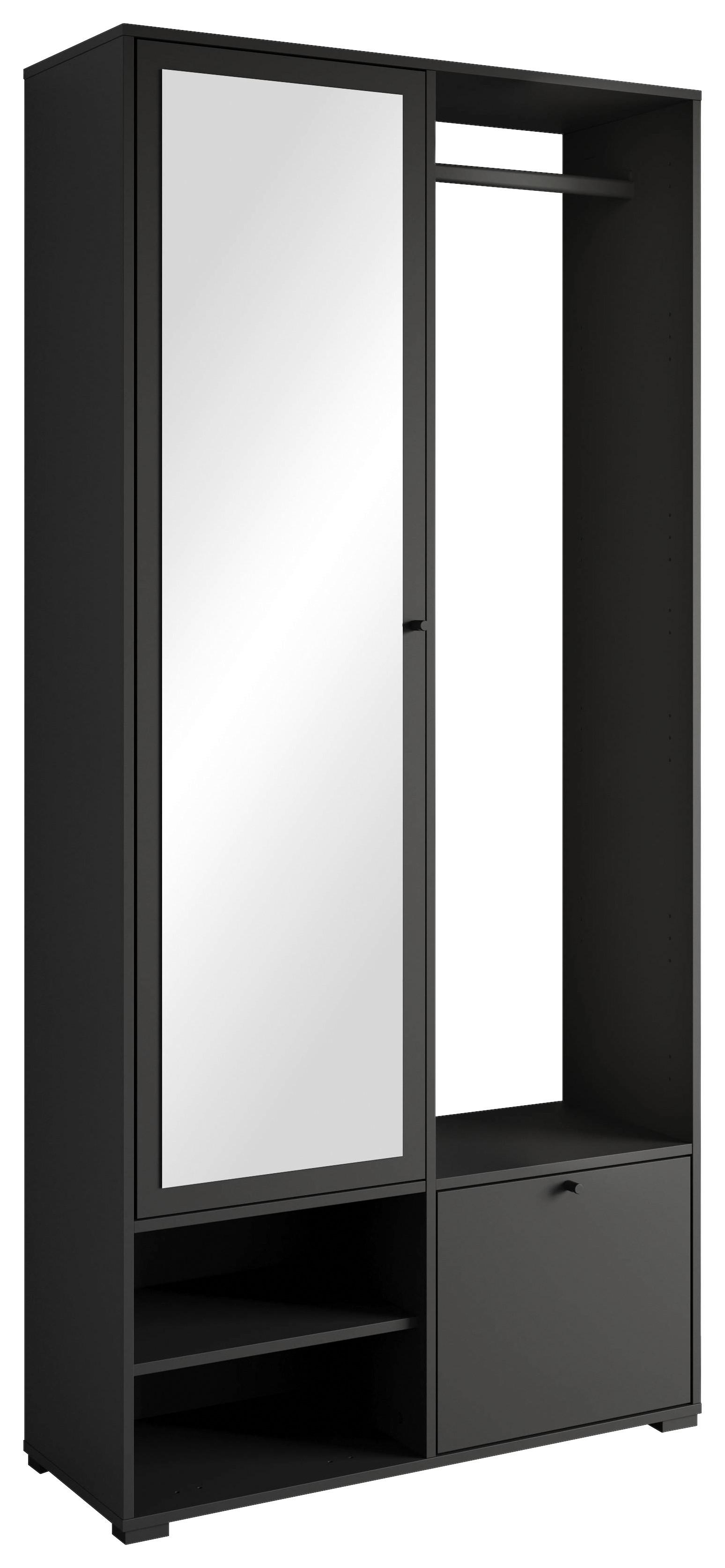 Garderobe Dino Schwarz Matt B: 90 Cm - Schwarz, Trend, Holzwerkstoff (90/190/33cm) - MID.YOU