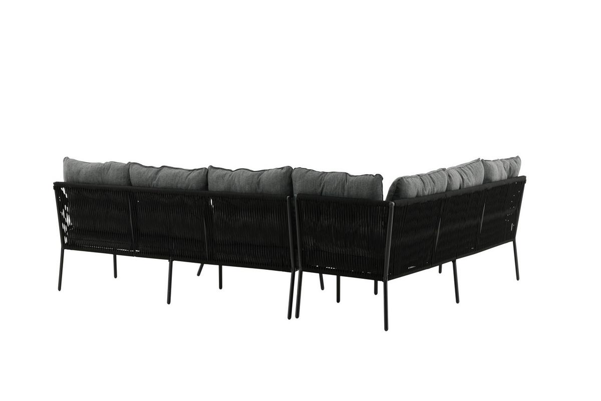 Loungegarnitur 2-tlg Berlin Metall/glas/dekor Mit Kissen - Schwarz, KONVENTIONELL, Metall (173/196cm) - Gardenson
