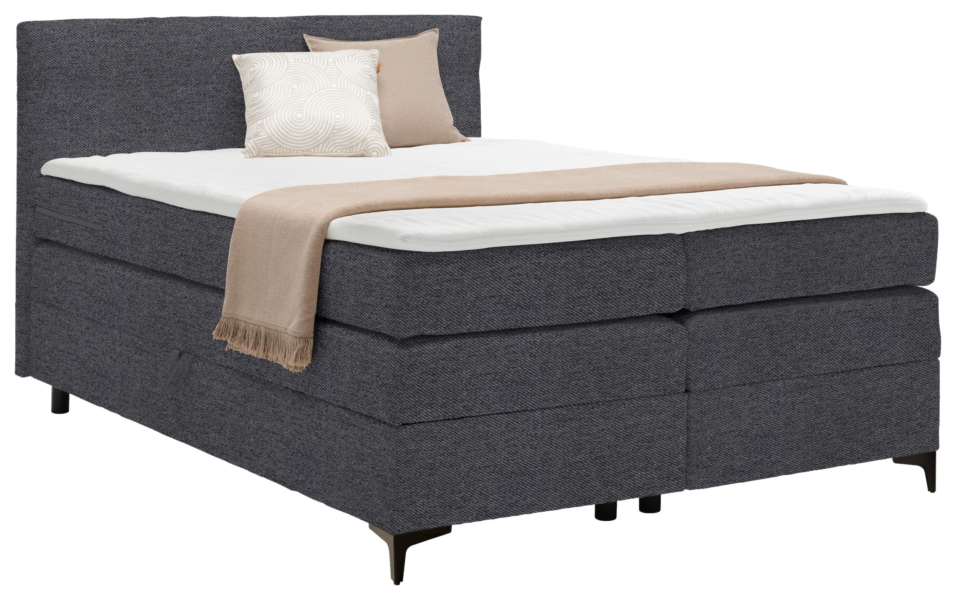 Boxspringová postel BARI 140/200, antracitová - černá/antracitová, Konvenční, kov/textil (140/200cm) - Mömax