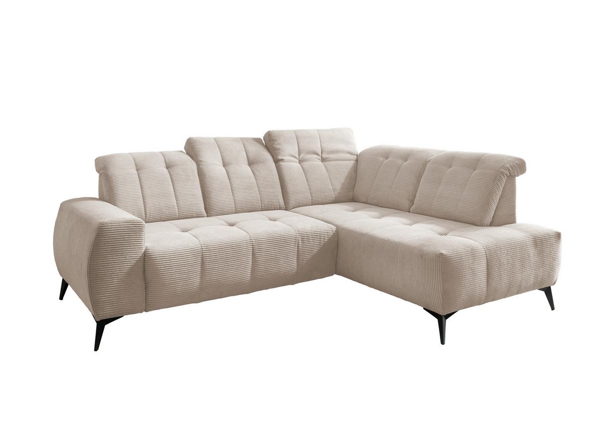 Ecksofa Mit Usb Anschluss Sano, Beige, S: 261x200 Cm - Beige/Schwarz, MODERN, Textil (261/200cm) - Livetastic