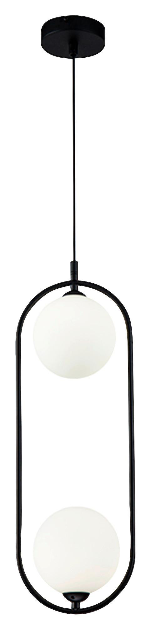 Hängeleuchte Ring H: 48 cm 2-Flammig - Schwarz/Weiß, Trend, Glas/Metall (17/48/12cm) - MAYTONI