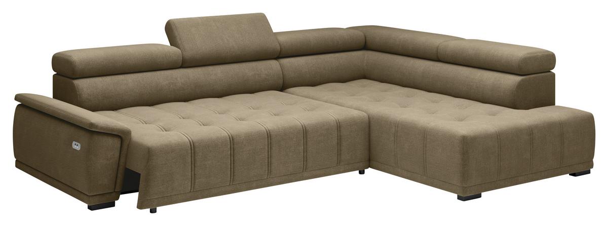 Rohová sedačka GRINALDI, pravá, šedohnědá - černá/šedohnědá, Moderní, textil/plast (283/106cm) - Premium Living