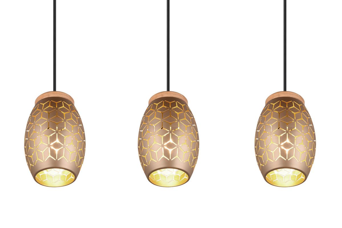 Pendelleuchte R31573065 Bidar - Goldfarben/Braun, KONVENTIONELL, Holz/Metall (71/15/150cm)