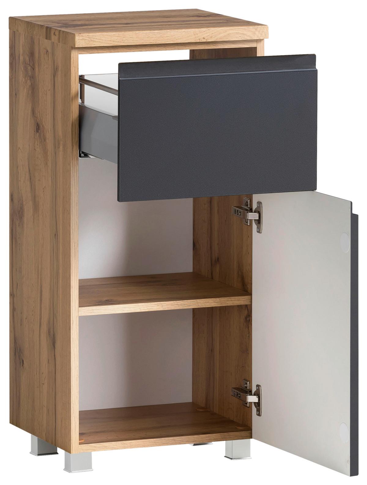 Unterschrank Varese B: 40 Cm Grau/eiche Wotan - Eiche Wotan/Grau, MODERN, Holzwerkstoff (40/79/35cm) - Held