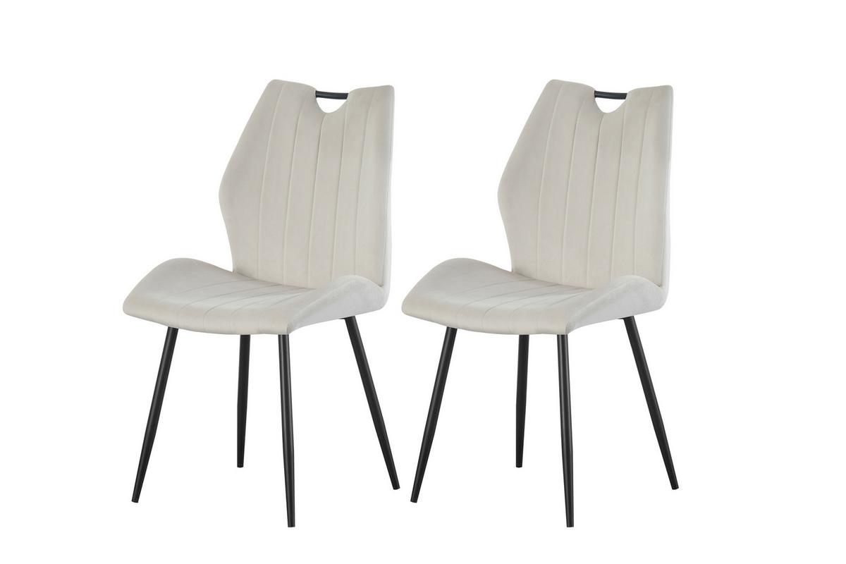 Stuhl-Set Christin Creme B: 52 cm - Creme/Schwarz, MODERN, Textil/Metall (52/75/58cm) - MID.YOU