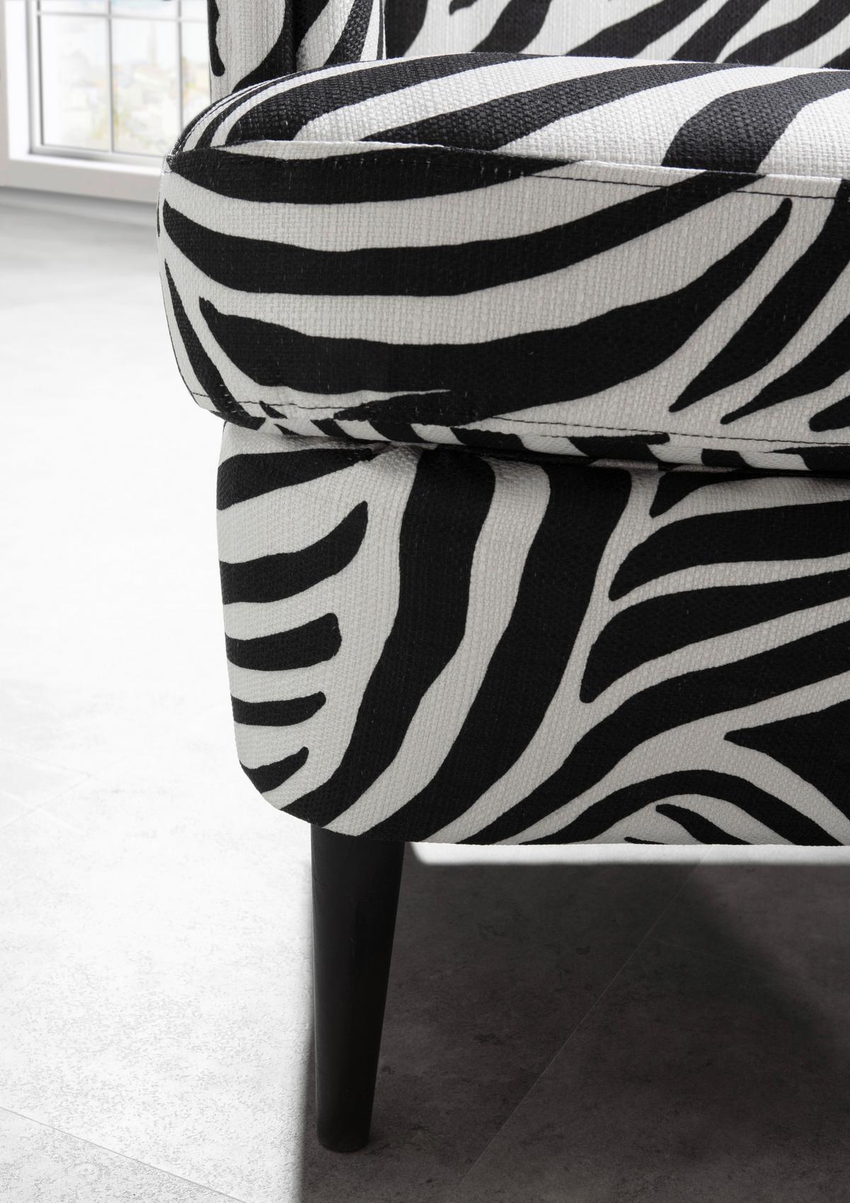 Ohrensessel Versailles Schwarz/Weiß B: 72 cm - Dunkelbraun/Schwarz, Design, Textil (72/104/85cm) - MID.YOU