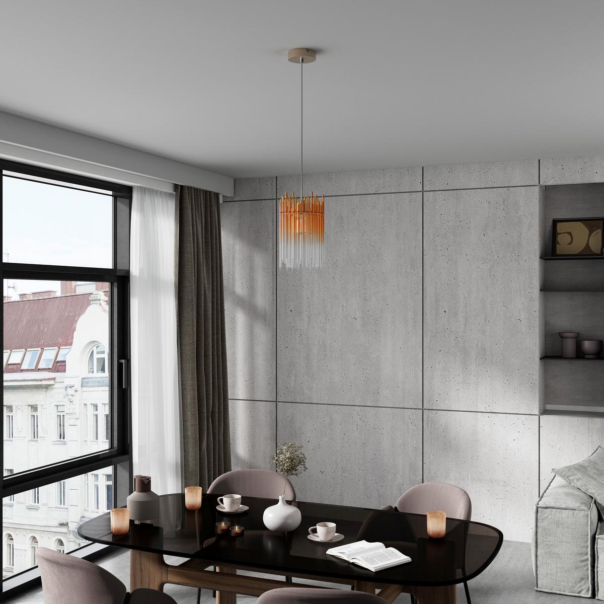 HÄNGELEUCHTE STAB - Champagner/Transparent, MODERN, Glas/Kunststoff (20/20/150cm)