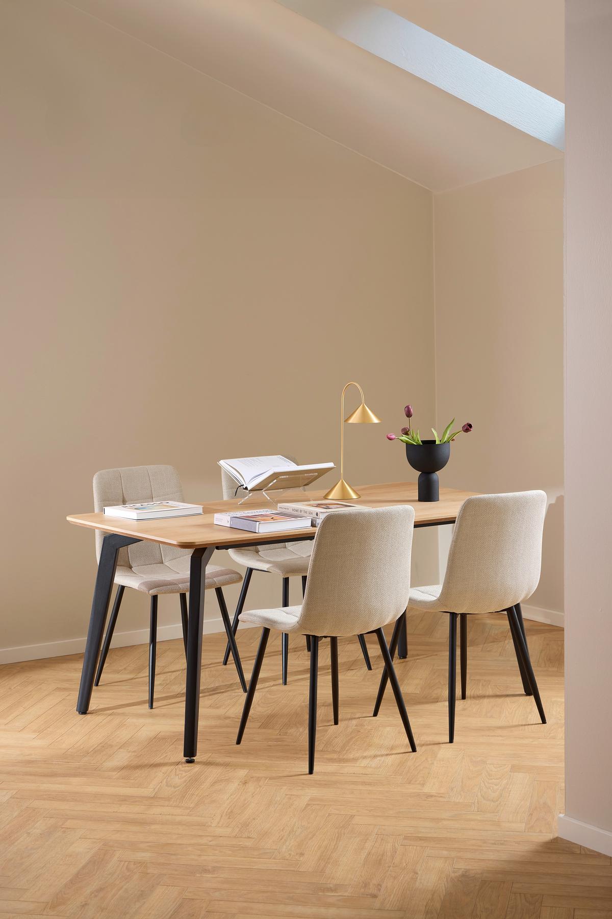 JEDÁLENSKÝ STÔL CADIZ 160 - čierna/prírodná farba, Trend, kov/kompozitné drevo (160/75/90cm) - MID.YOU