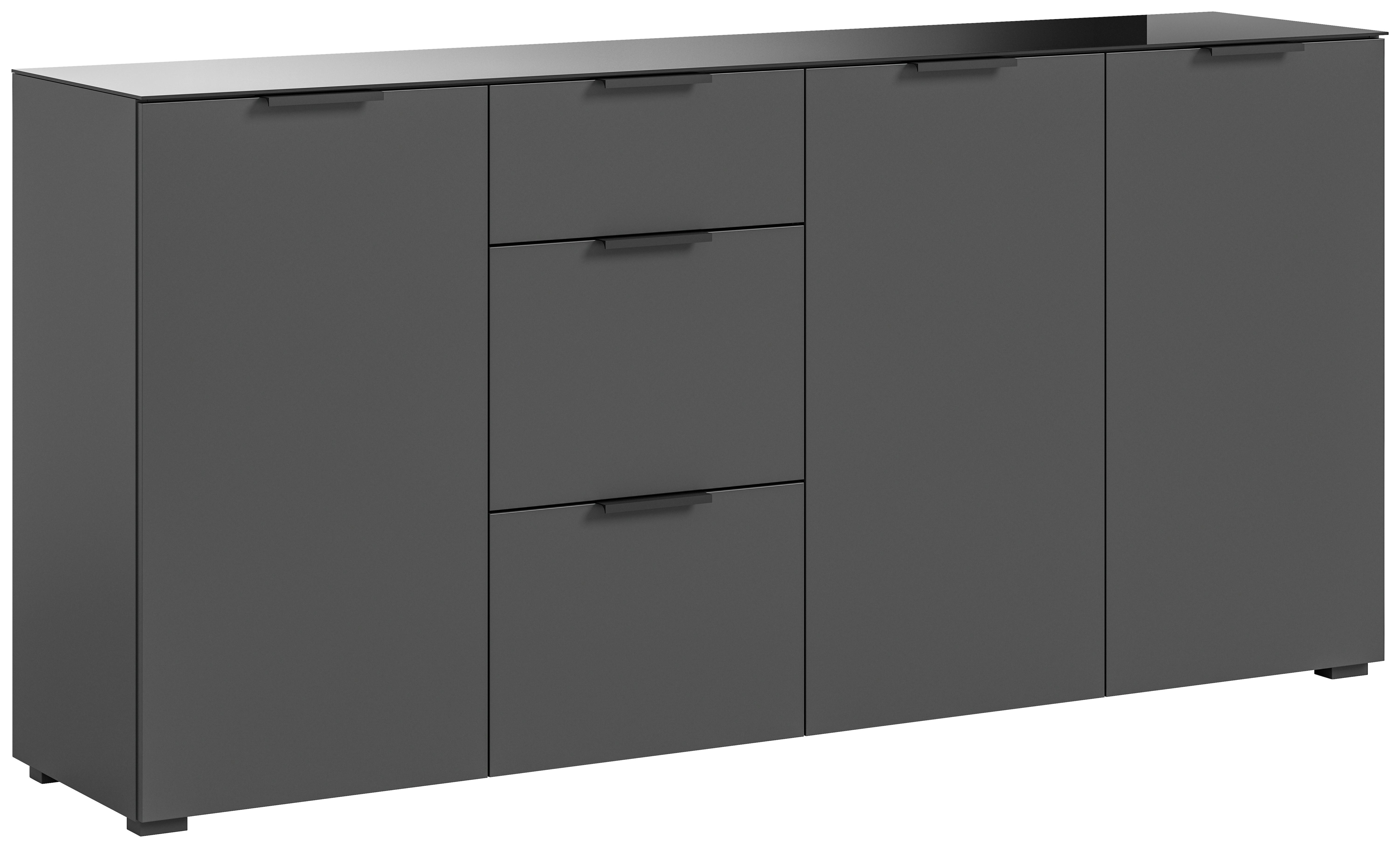 Sideboard Ray Anthrazit B: 179 cm - Anthrazit, Design, Glas/Holzwerkstoff (179/86/40cm) - Livetastic