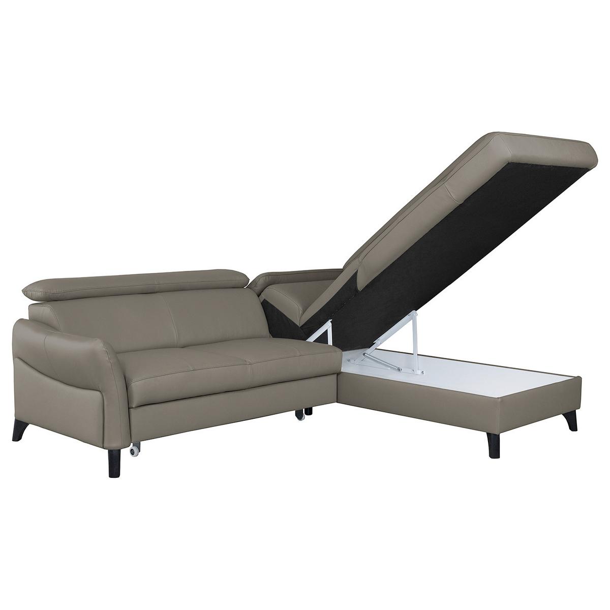 Ecksofa Note New Teilleder Schlammfarben 244x199 - Schlammfarben/Schwarz, Design, Leder/Textil (244/199cm) - Livetastic