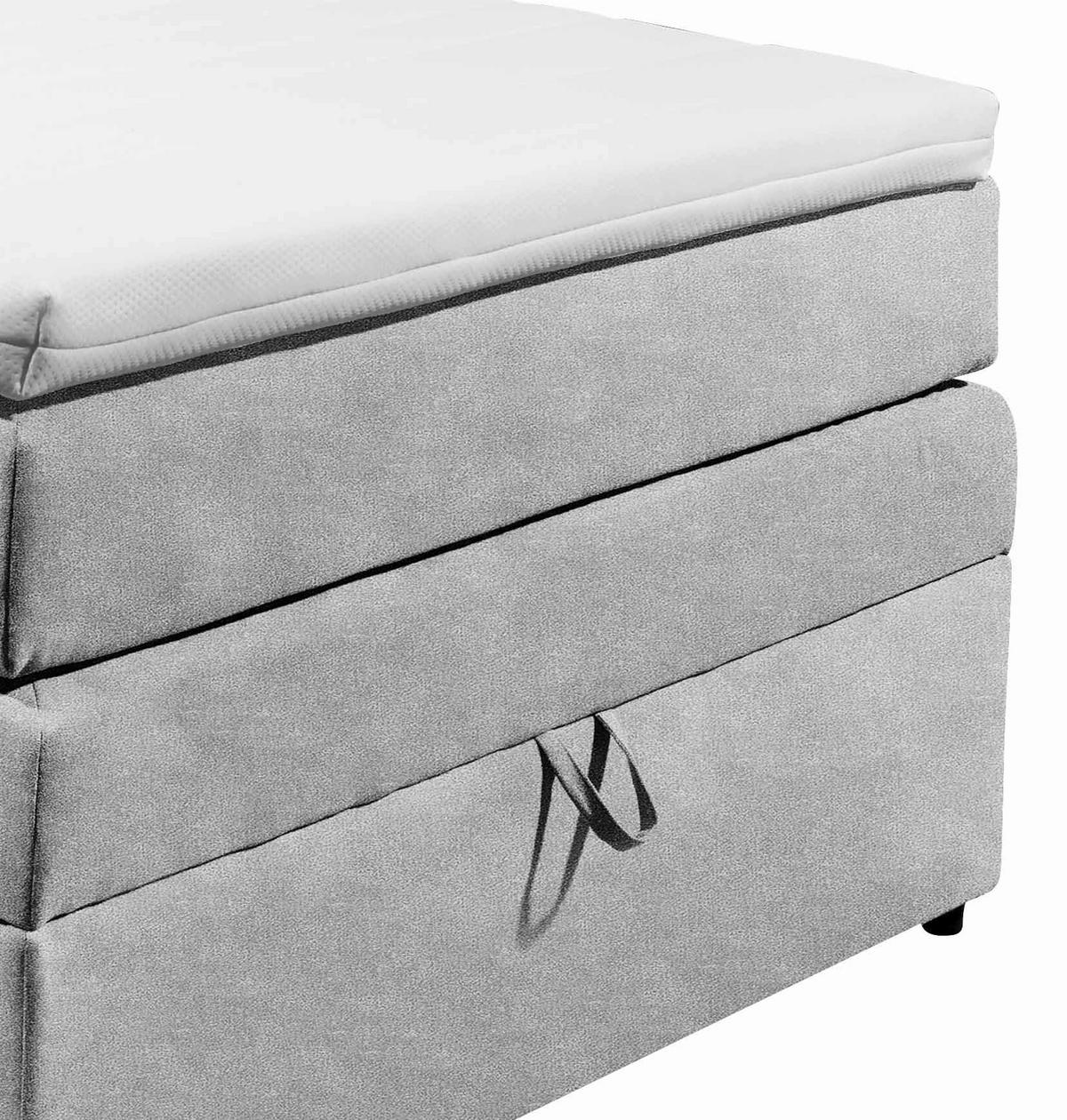 Boxspringbett Mit Topper & Bettkasten 120x200 Tacoma 3 - Silberfarben, KONVENTIONELL (120/200cm) - MID.YOU
