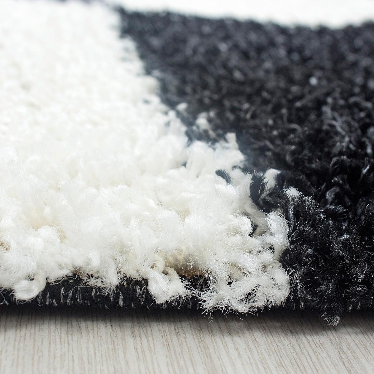 Hochflor Teppich Schwarz Life 200x290 Cm - Schwarz/Weiß, KONVENTIONELL, Textil (200/290cm) - Novel