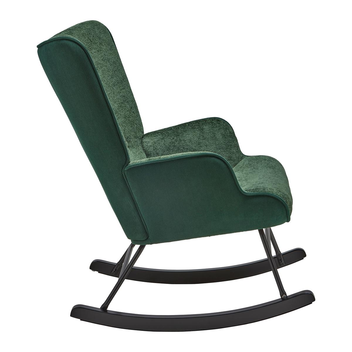 Hojdacie kreslo ROCK, zelená, max. 140 kg - čierna/zelená, Modern, kov/drevo (66/90/77cm) - Mömax