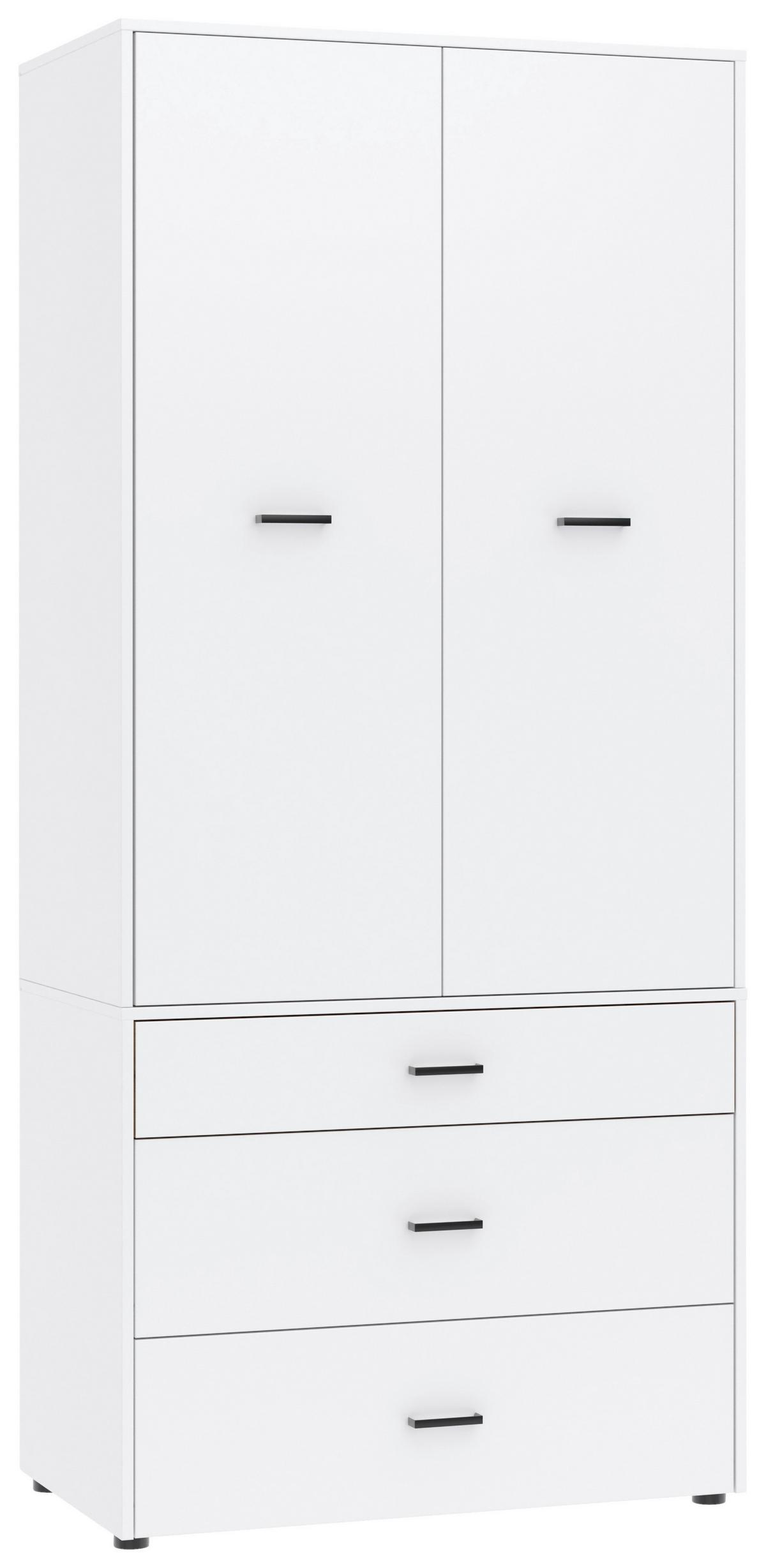 Kleiderschrank Kivo Weiß, B: 90 Cm - Weiß, Basics, Holzwerkstoff (90/199,6/52,1cm)