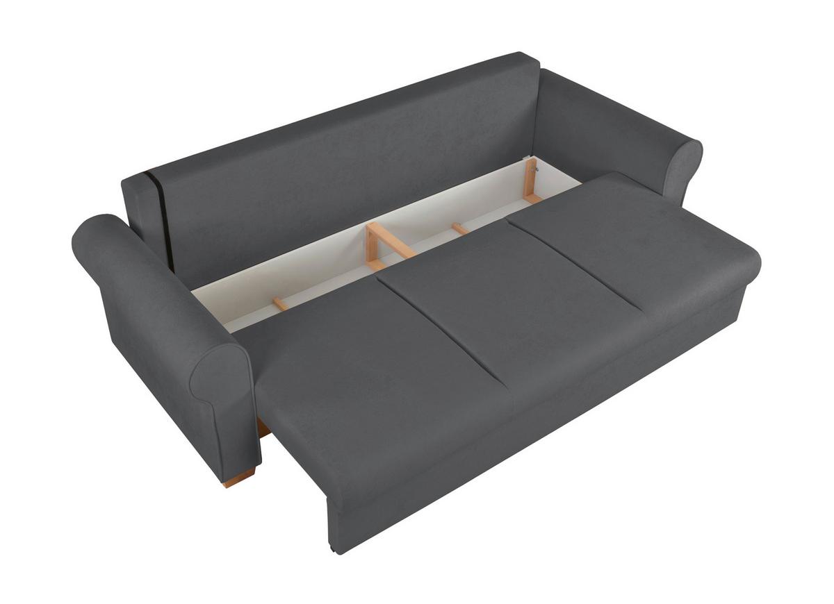 Schlafsofa Arles, Dunkelgrau 120 B: 240cm - Dunkelgrau/Buchefarben, Design, Textil (240/94/98cm) - MID.YOU