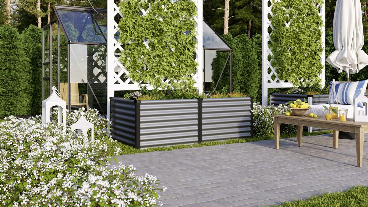 Hochbeet Stahl Linus 96,2x63x187,7 Cm Anthrazit - Anthrazit/Schwarz, Basics, Metall (96,2/63/187,7cm)