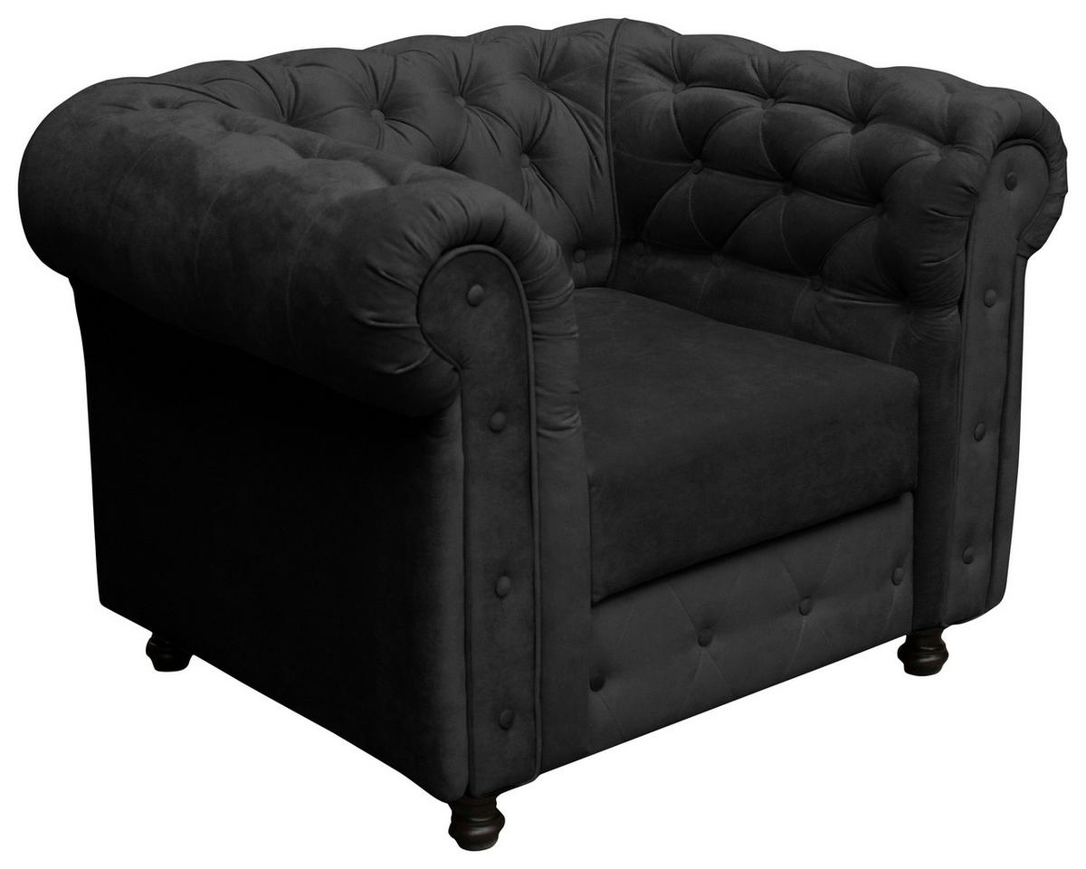 Chesterfield-Sessel Cardiff - Wengefarben/Anthrazit, Basics, Textil (110/80/90cm) - P & B