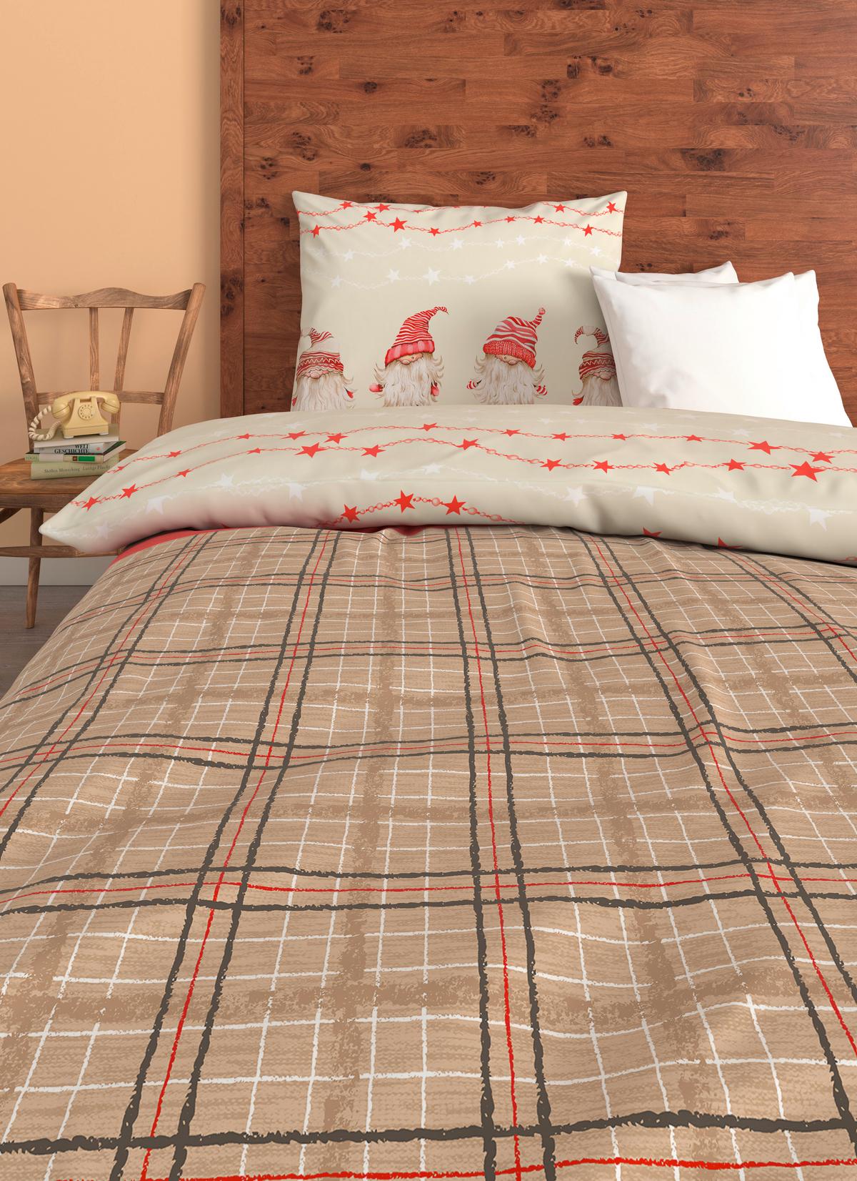 BETTWÄSCHE YULE - Beige/Rot, ROMANTIK / LANDHAUS, Textil - James Wood