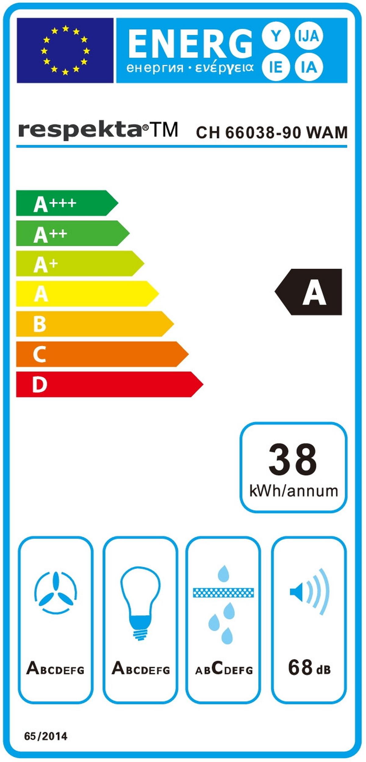 Kopffreihaube Respekta Nika Stahl/glas Weiß B: 89,5 Cm Led - Weiß, Trend, Glas/Metall (89,5/34,5-109,5/38,5cm) - Respekta
