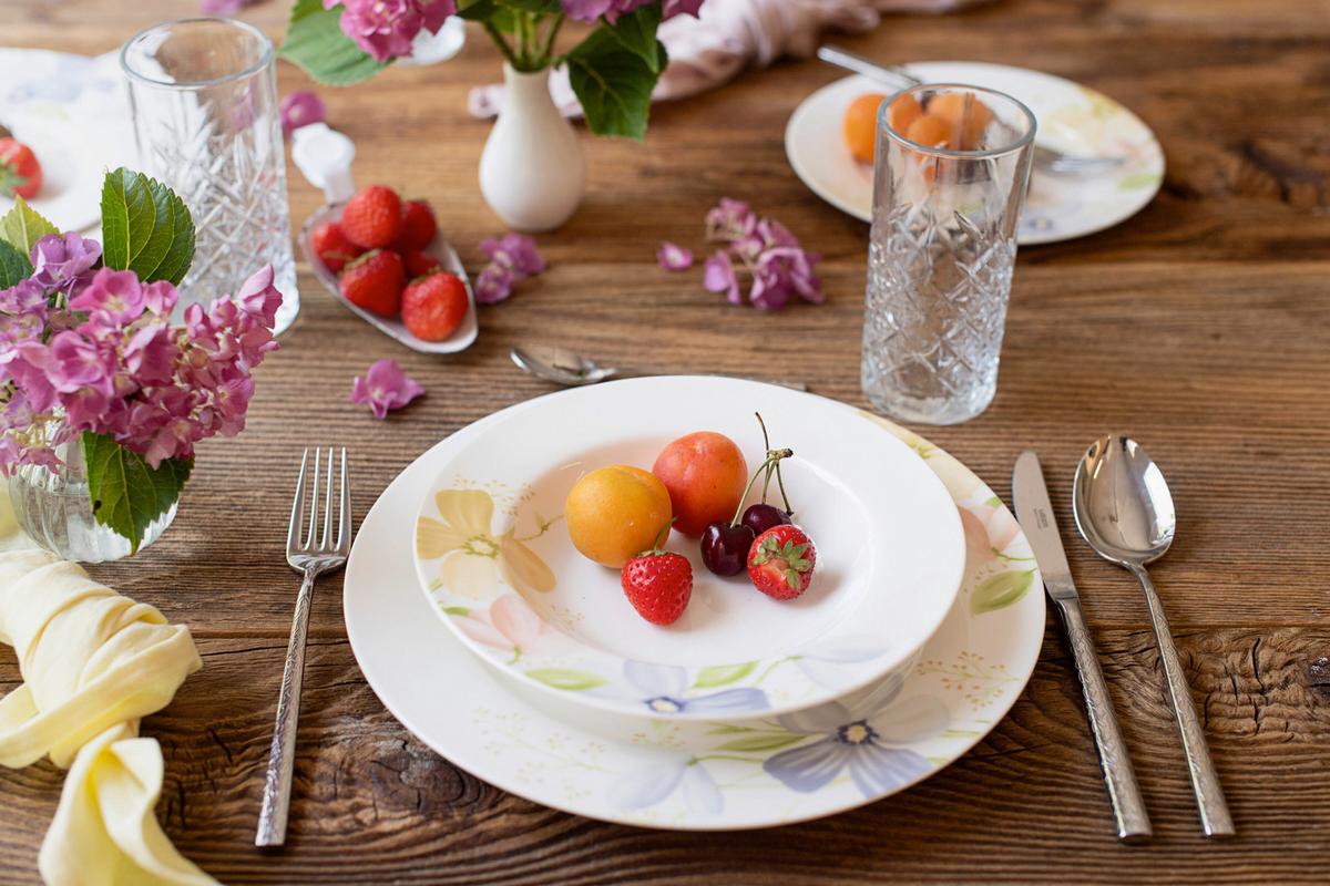 Tafelservice Zibal 18-teilig Porzellan, Weiß Mit Blumen - Weiß, Basics, Keramik - Mäser