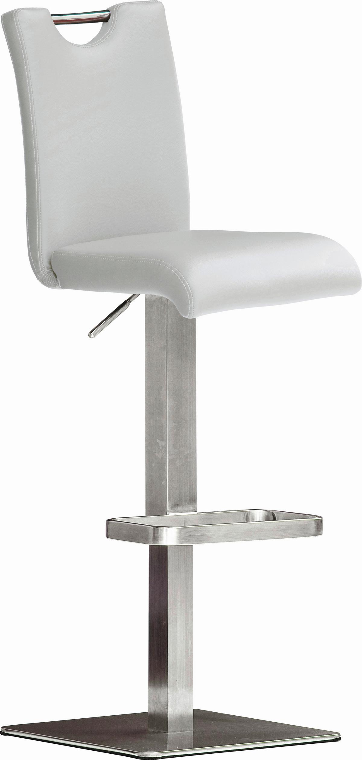 Barhocker Höhenverstellbar Bardo Weiß/edelstahlfarben - Edelstahlfarben/Weiß, Design, Textil/Metall (42/90-115/50cm) - Livetastic