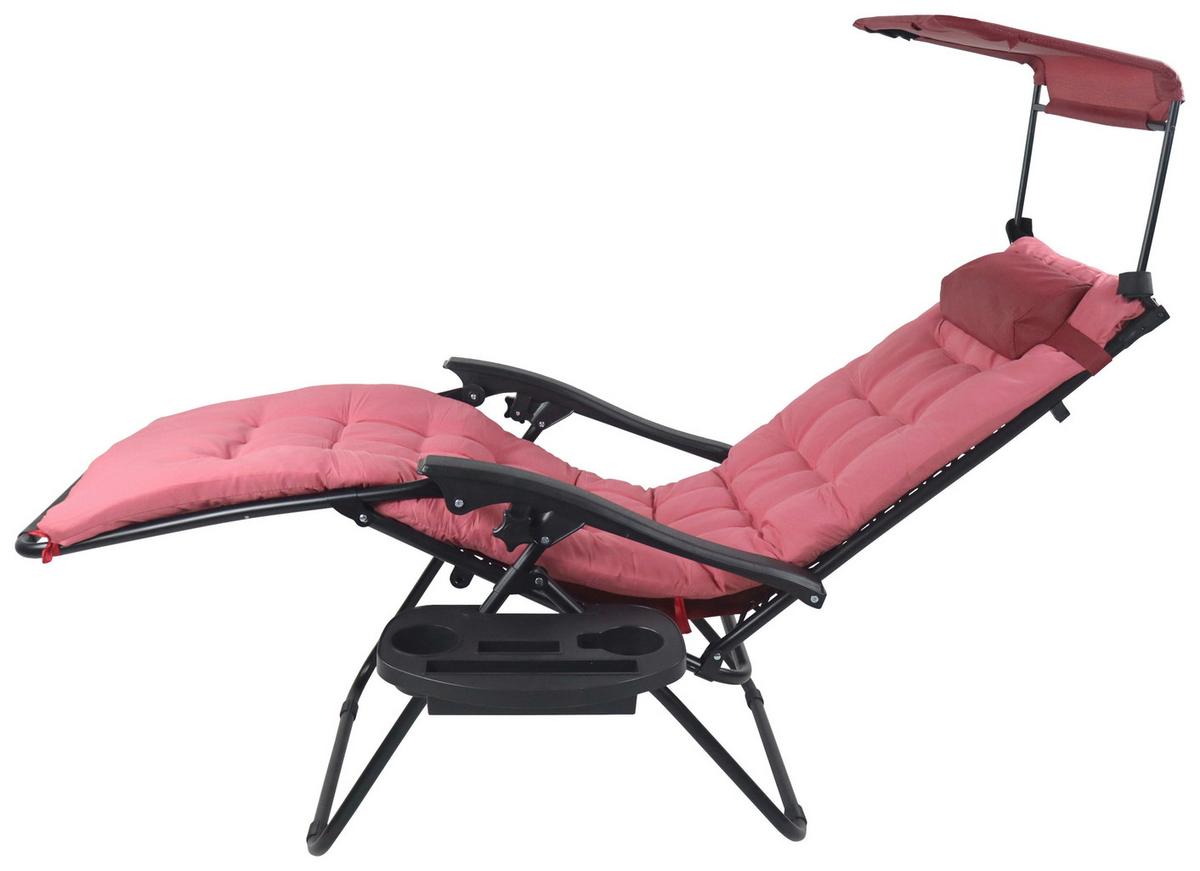 Gartenliege Maltosa Xl Klappbar, Blau - Rot, MODERN, Textil/Metall (51/133/91cm) - Gardenson