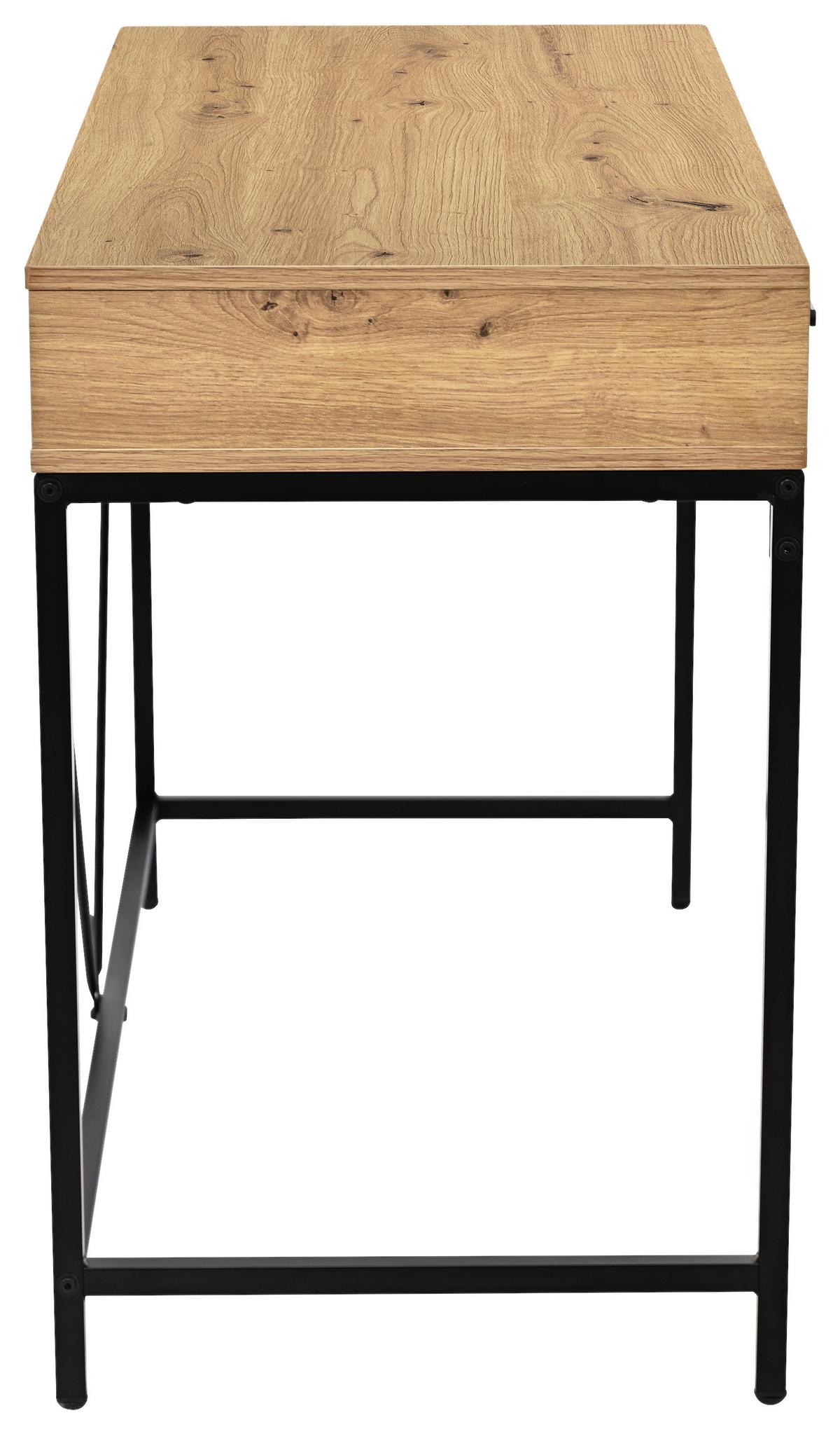 Schreibtisch Erich 2 Schwarz/Eiche Artisan B: 110cm - Schwarz/Eiche Artisan, MODERN, Holzwerkstoff/Metall (110/75/46cm)