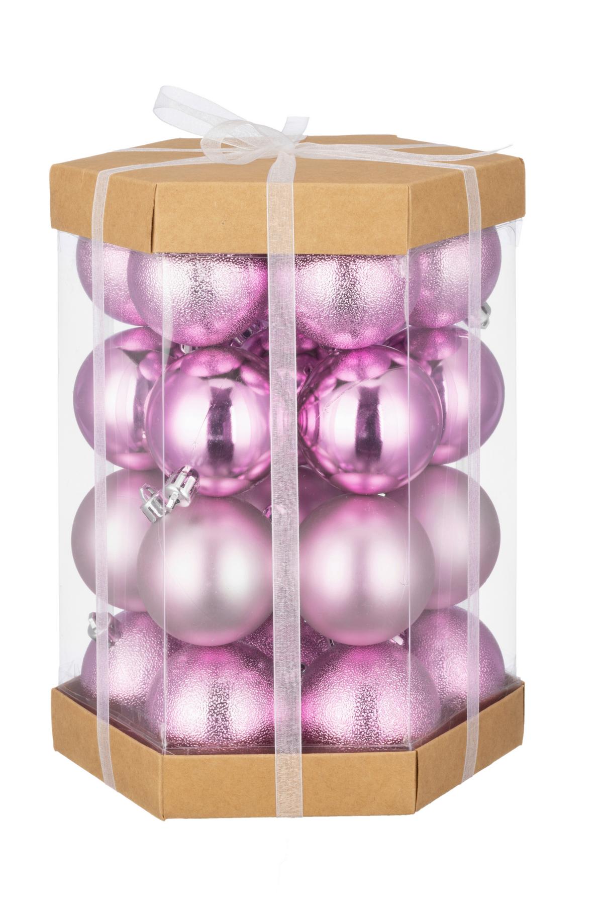 Christbaumkugel-Set Julius - Pink, KONVENTIONELL, Kunststoff (6cm) - Luca Bessoni