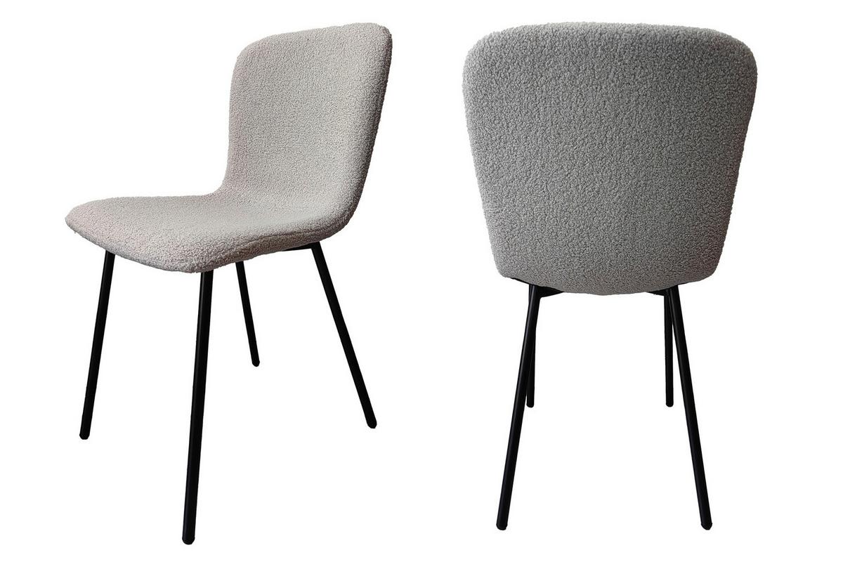 Stuhl-set Hellgrau B: 44cm 4-Teilig - Hellgrau/Schwarz, MODERN, Textil/Metall (44/79/52cm) - Livetastic