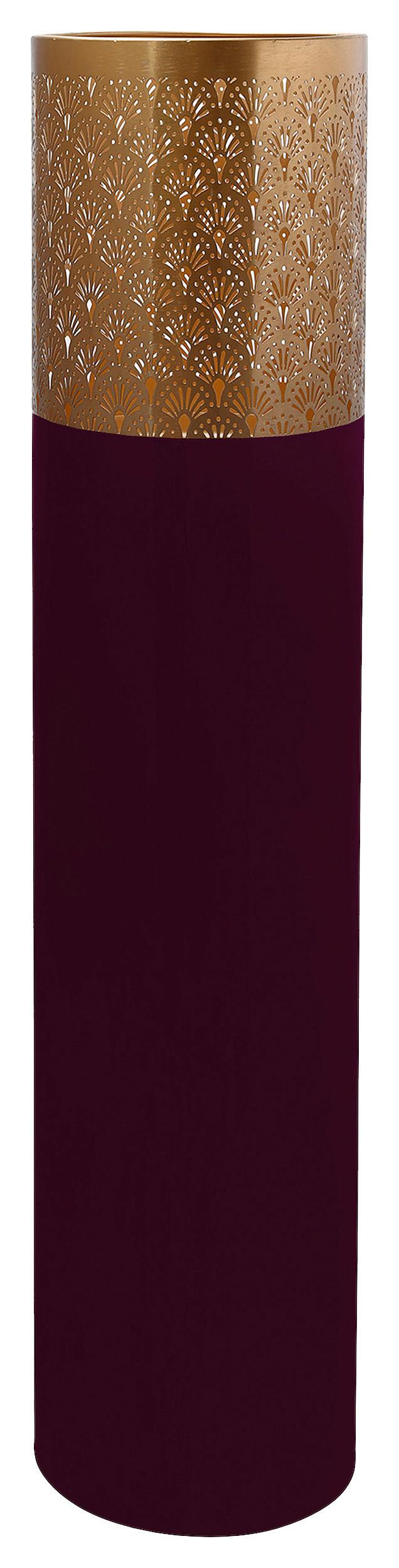 Bodenvase Art Deco Goldfarben Beere, D: 25 cm - Beere/Goldfarben, Trend, Metall (25/121cm) - Kayoom