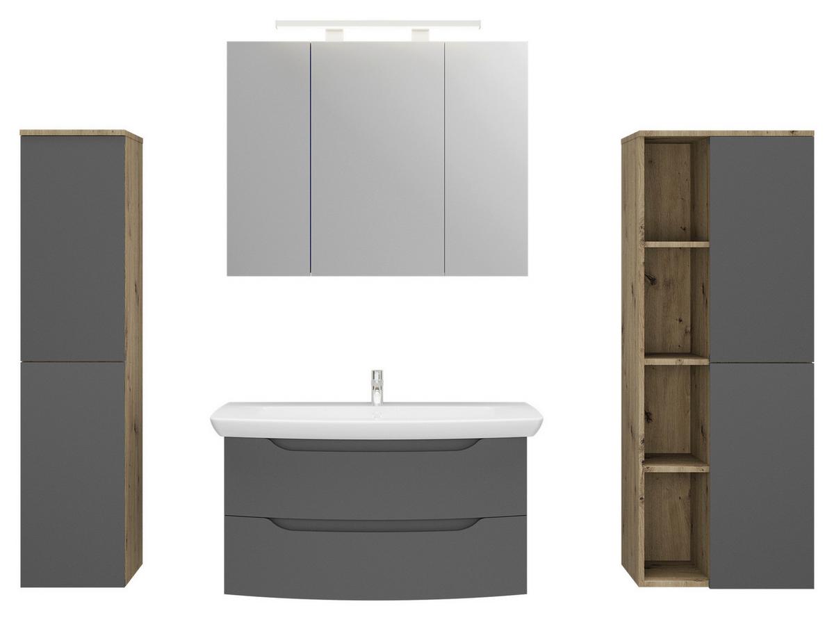 Waschtischkombi C-Line Wbu Eichefarben/Anthrazit B: 90 cm - Eichefarben/Anthrazit, MODERN, Keramik/Holzwerkstoff (90cm) - Stylife
