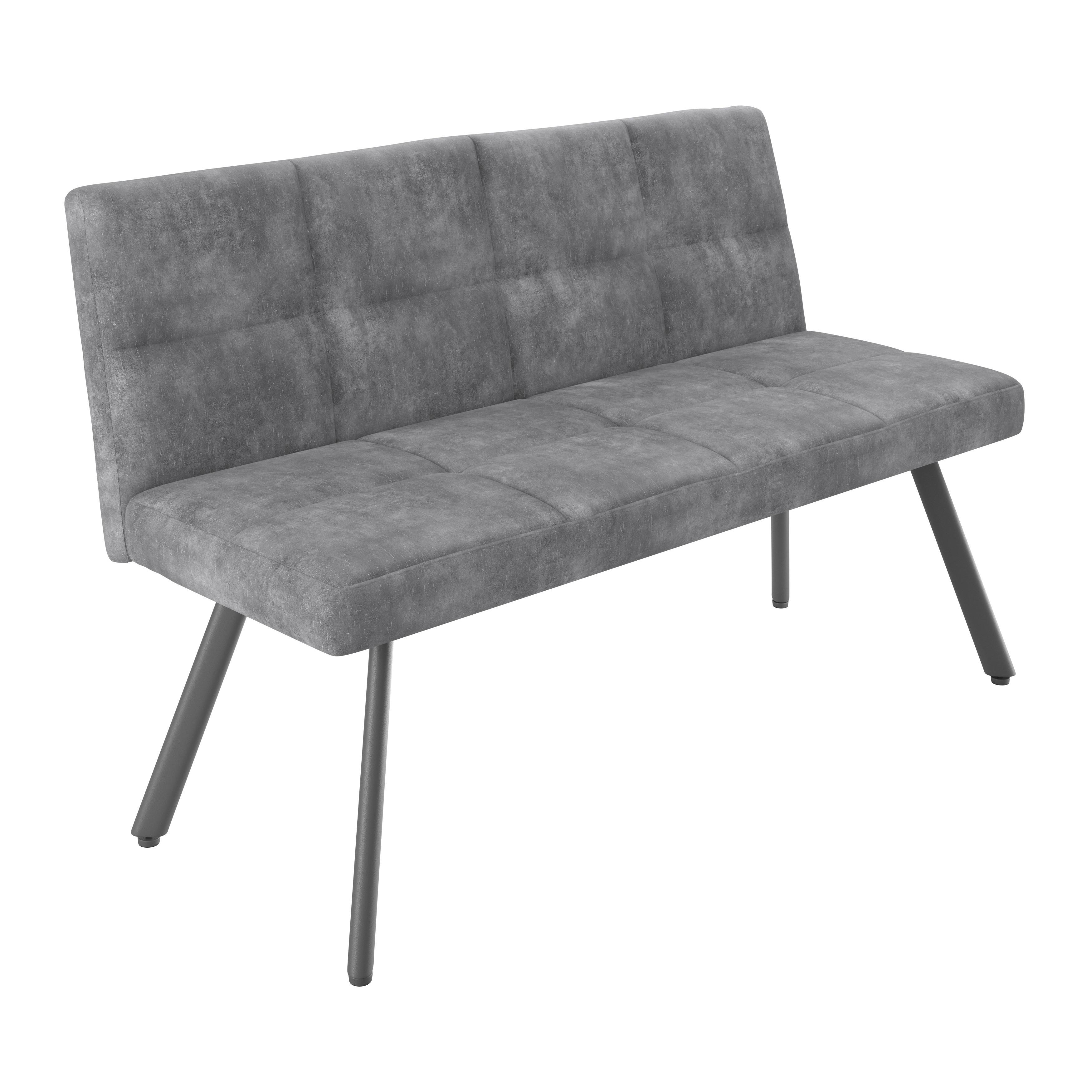 Sitzbank Grau Milos 140x85x60 Cm - Schwarz/Grau, MODERN, Textil/Metall (140/85/60cm)