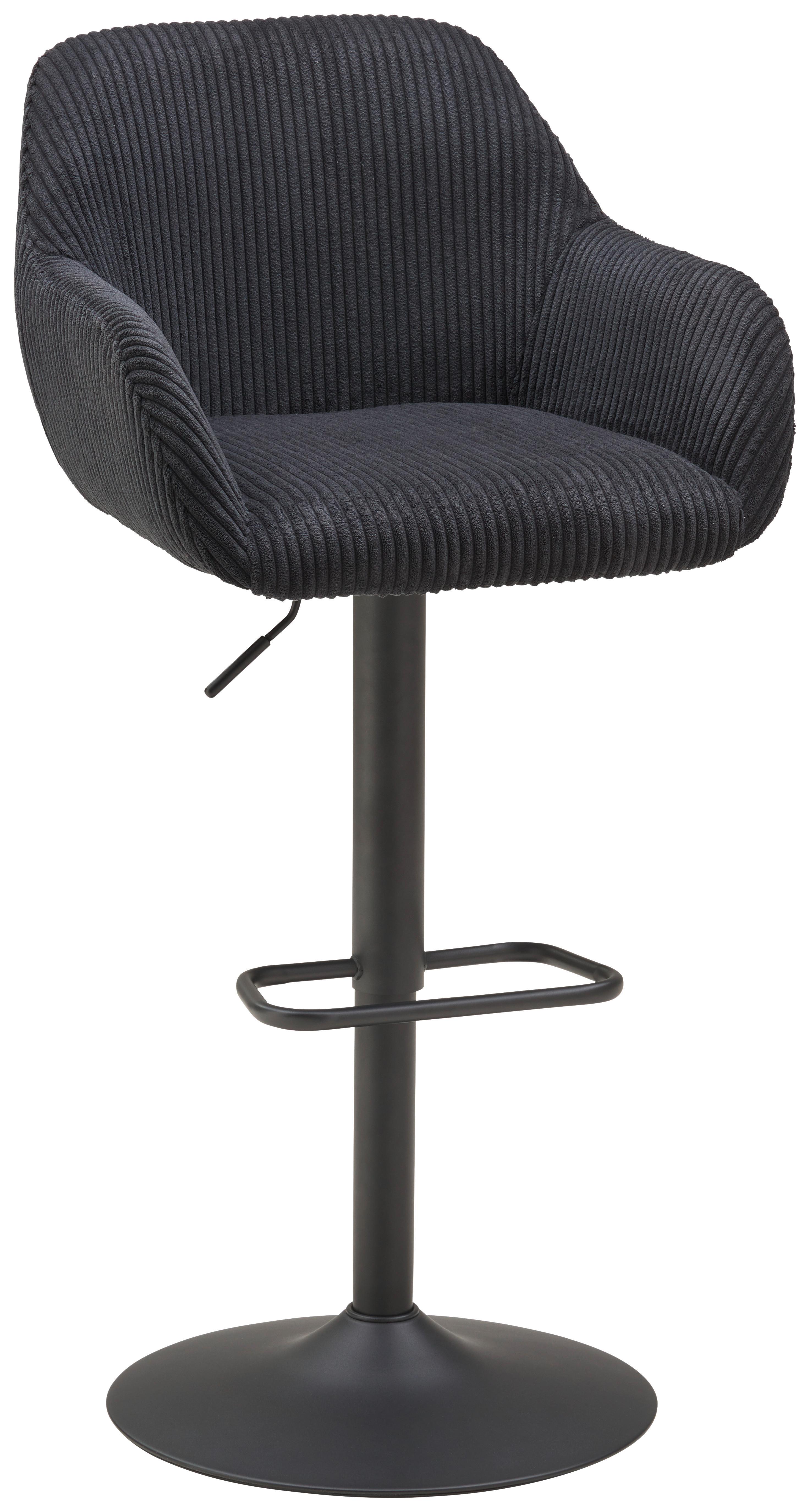 Barhocker Kiana - Schwarz, LIFESTYLE, Textil/Metall (44/95-117/55cm) - Livetastic