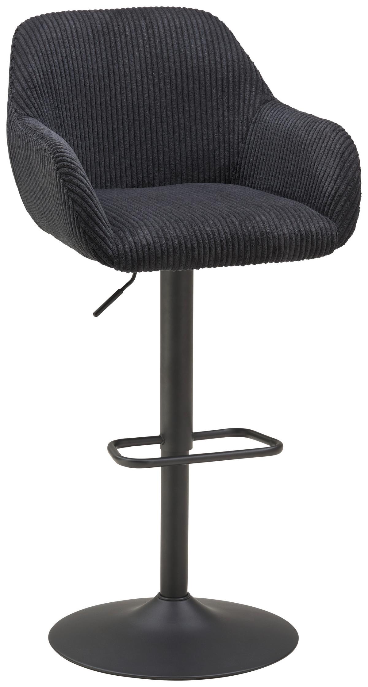 Barhocker-Set Kiana - Schwarz, LIFESTYLE, Textil/Metall (44/95-117/55cm) - Livetastic